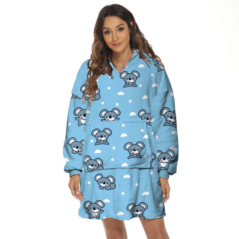 Cartoon Fruit Printed Lazy Blanket Hooded