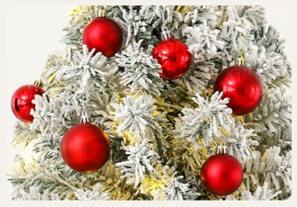 Prelit Snow-Flocked Artificial Pine Christmas Tree, Full Xmas Tree With 250 Lights