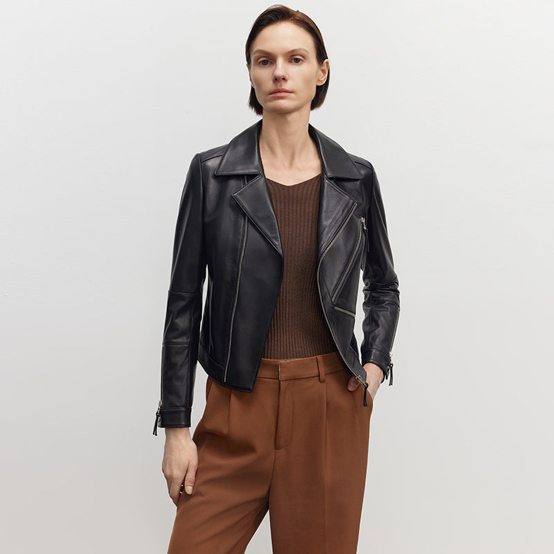 Genuine Leather Slim Fit Small Leather Clothes Coat