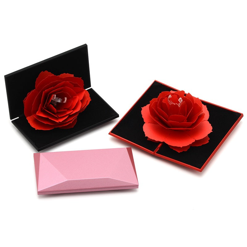 Diamond Shaped Vibrato Rose Ring Box Valentines Day Gift