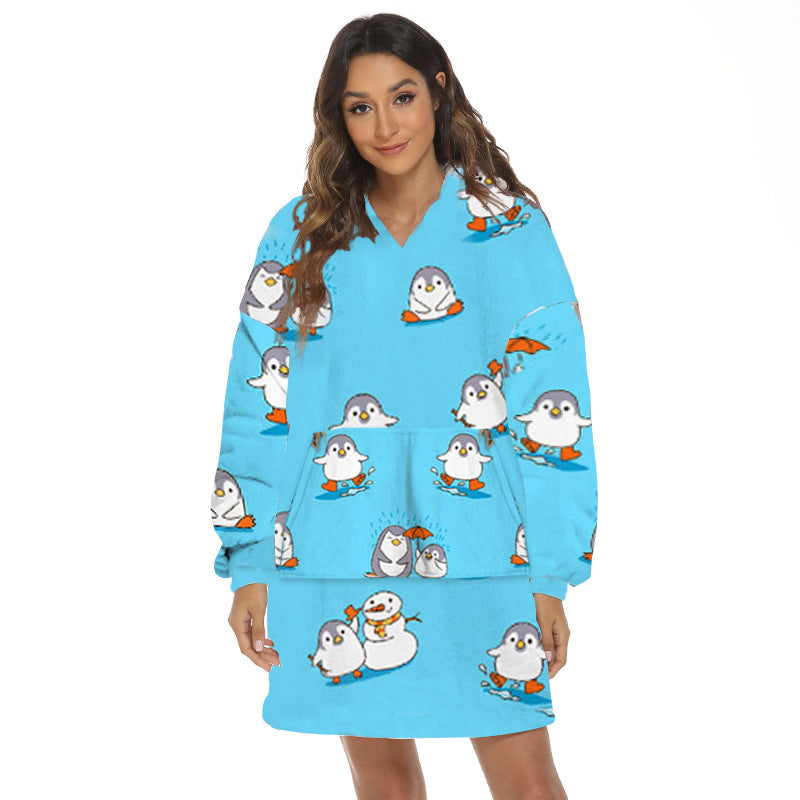 Cartoon Fruit Printed Lazy Blanket Hooded