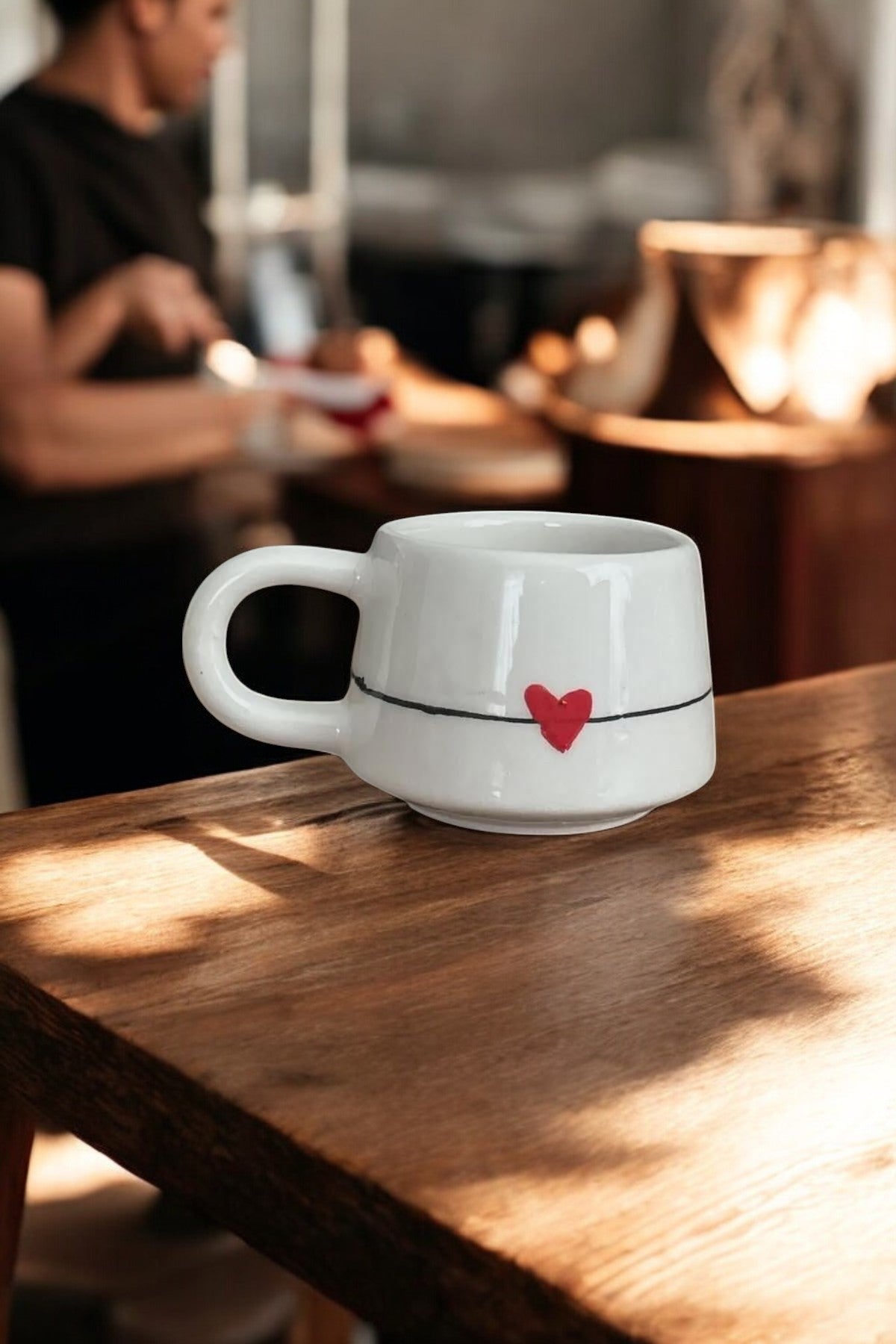 Handmade Ceramic Heart Mug For Valentines Day Gift