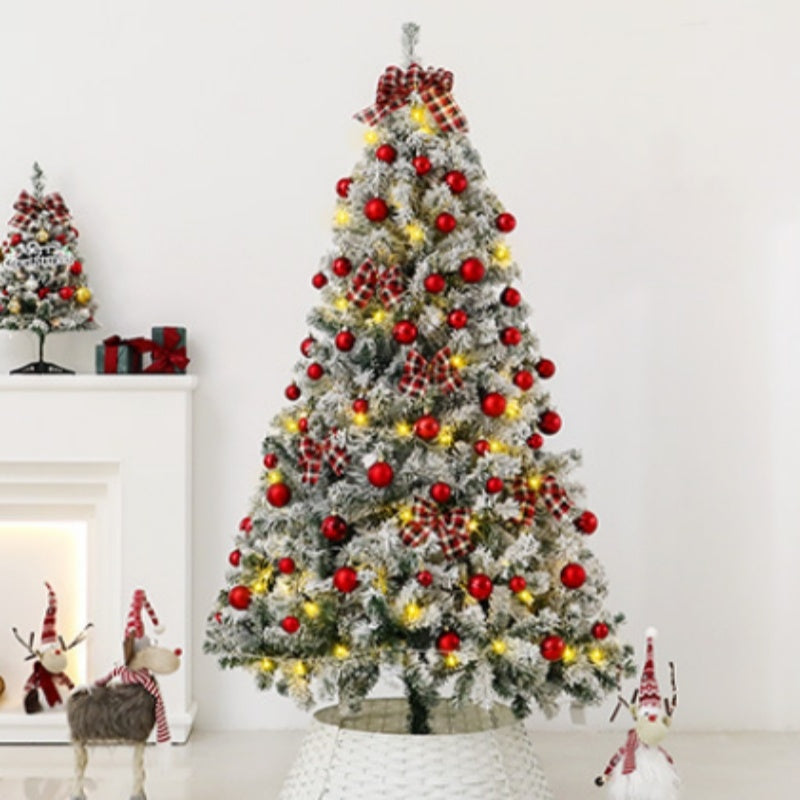 Prelit Snow-Flocked Artificial Pine Christmas Tree, Full Xmas Tree With 250 Lights